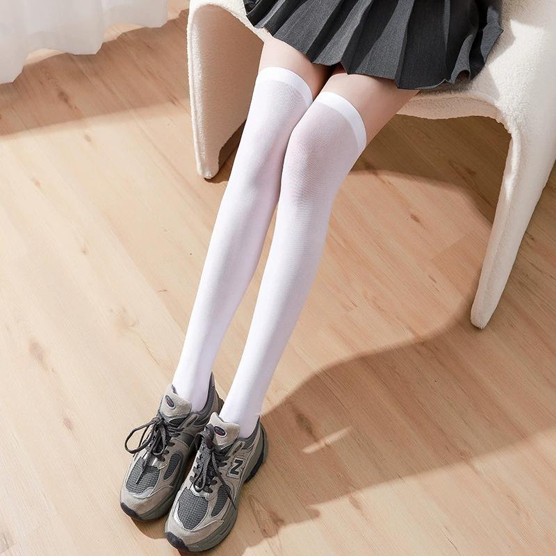 SIMPLEJEWEL Kolorowe Długie Skarpety do Połowy Uda w Paski Za Kolano Cienkie Rajstopy Długie Słodkie Seksowne Pończochy dla Dziewcząt Kobiet Cosplay Loli