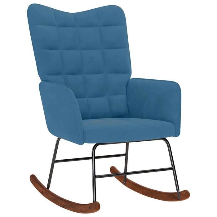 VidaXL Rocking Chair Blue Velvet, Chair, Lounge Chair, Relaxation Chair, Chaise Longue, Living Room Seat, Chair 4016842