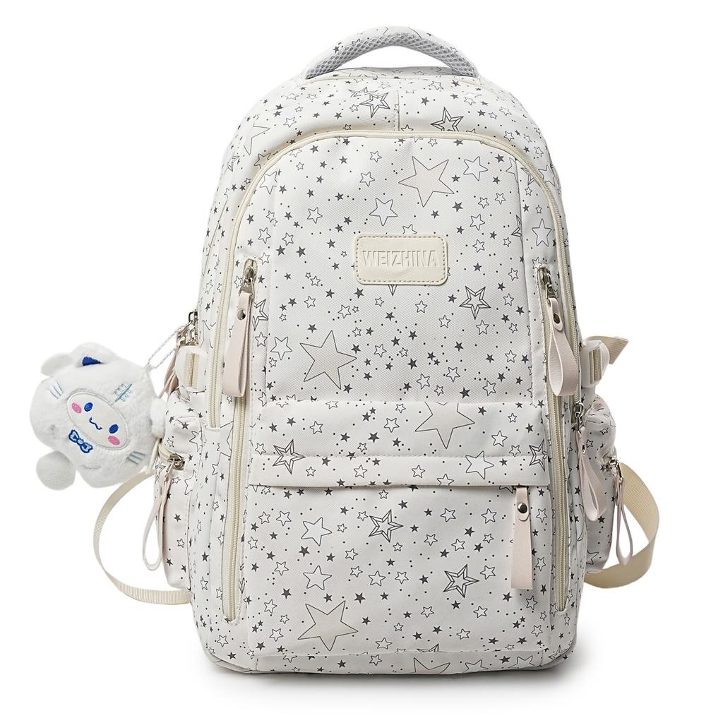 Schoolbag Air Cushion Burden Reduction School Bag for Girls Junior High School Students Cute Sweet Star Backpack High School Students Large Capacity 