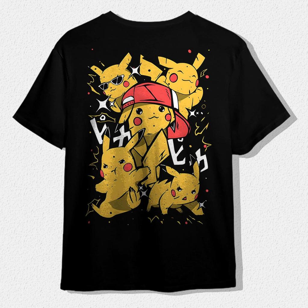 2025 Summer Pokémon Anime Popular Characters 100 Pure Cotton Printed Tshirt Men Harajuku Loose Casual Versatile Shortsleeved