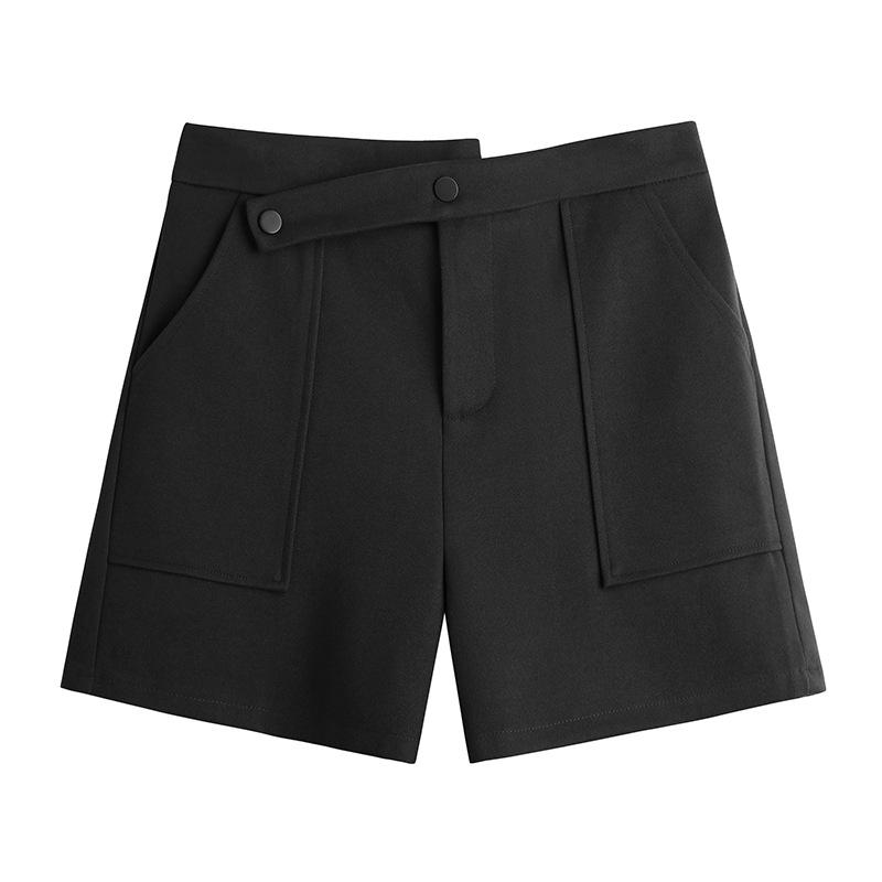 Women's Plus Size Korean Style Woolen High Waist Straight Leg Shorts
