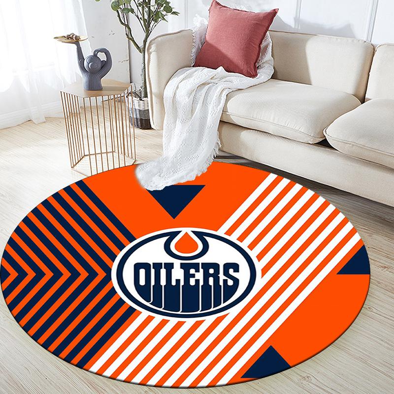 Edmonton Oilers2 Round Area Rug,Carpet Rug for Living Room Bedroom Sofa Playroom Decor,Non-slip Floor Mat