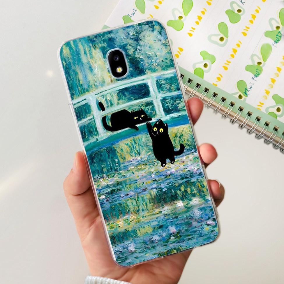 Case For Samsung J3 J5 J7 2017 Cover Cute Cartoon Cat Fashion Flowers Back Cover For Samsung Galaxy J7 2017 Phone Case