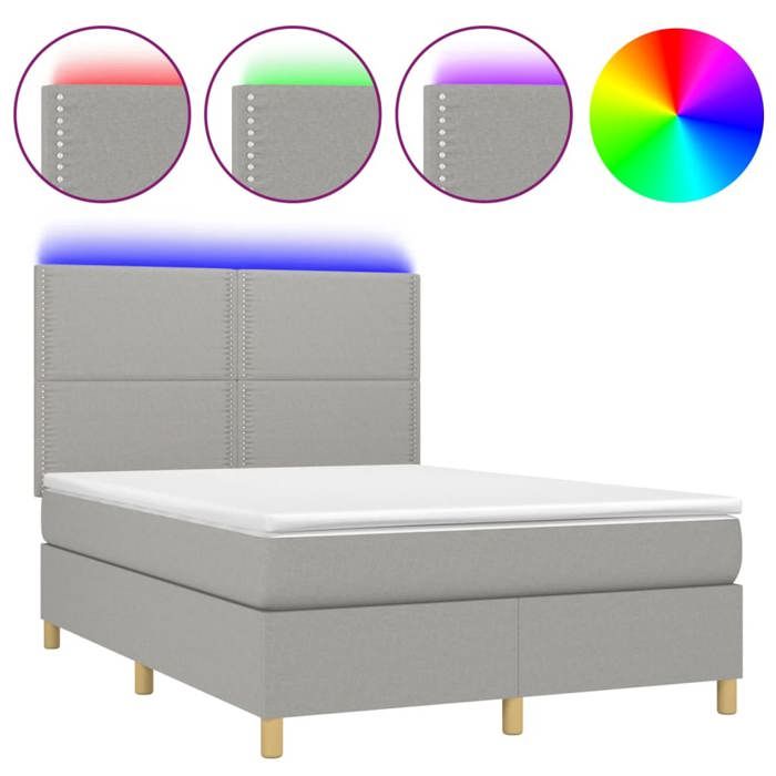 VidaXL Sommier à Lattes de Lit avec Matelas et LED, Lit Rembourré, Lit Double, Lit Adulte de Chambre à Coucher Intérieur, 3135349