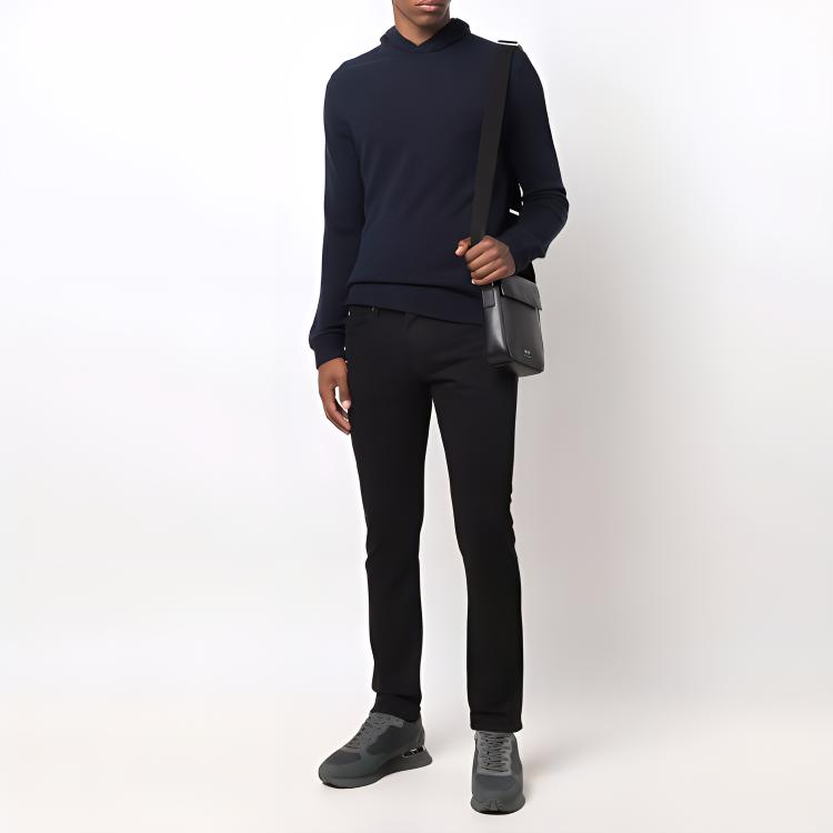 Emporio Armani FW21 Einfarbiger Langarm Strick Kapuzenpullover Pullover Herren Pullover Blau 6K1MXC-1MXYZ-0920
