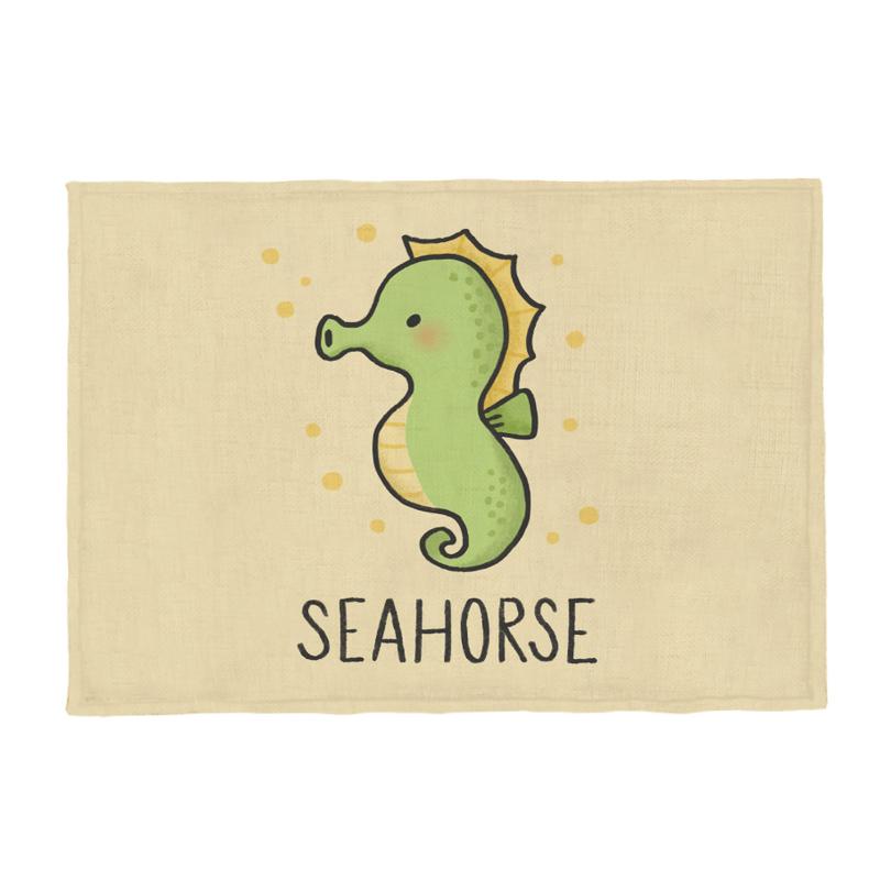 Cute Animal Placemat Rabbit Raccoon Seahorse Shark Children Napkin Dining Table Coaster Sheep Sloth Snail Squid Polyester Hemp