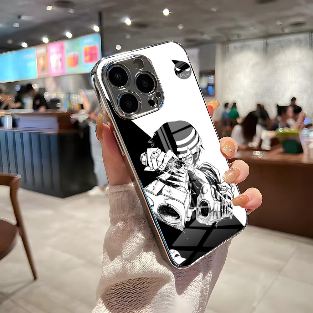 Cool Fashion S-Soul Eater Phone Case For IPhone 17 Pro Max 15 Pro 16 14 Plus 12 13 Mini 11 Pro Shockproof Electroplated Glass C