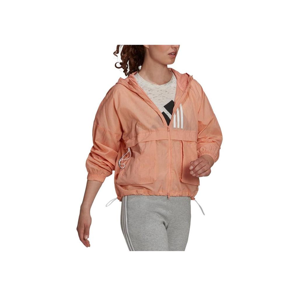 adidas Gestreifter Druck Übergroße Tasche Kapuzenjacke Sonnenschutzjacke Damenjacke Hellrosa H40972