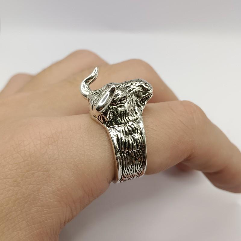 Adjustable Ox Head Ring Men Women Vintage Style Plated Animal Signet Band Retro Geometric Jewelry