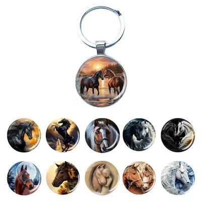 Klíčenka s kulatým přívěskem se vzorem běžícího hřebce - Horký prodej kovového přívěsku jako dárek