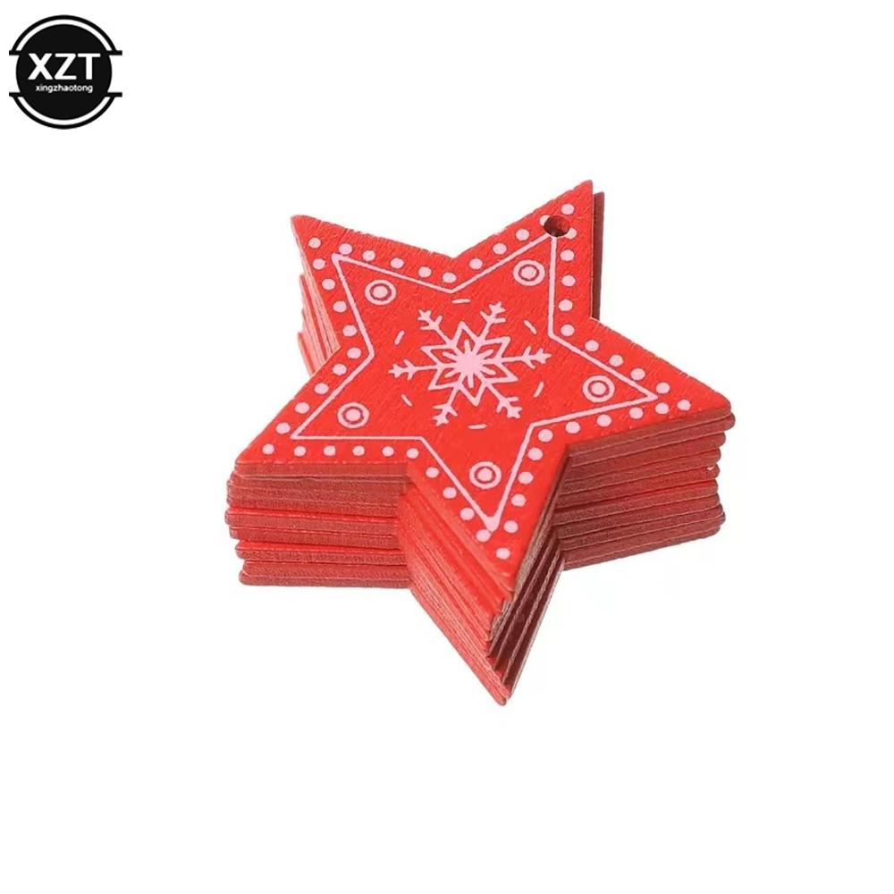 10PCs 5cm Wooden Christmas Ornaments Kids Toys For Chirstmas Tree Hanging Pendants Xmas DIY Decoration For Home Party New Year