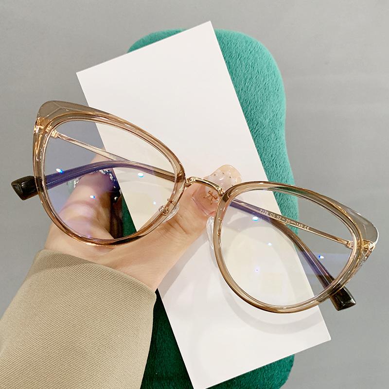 

7128 Американская ультралегкая оправа для очков Tr Cat для женщин, популярная, цвет «чай-кофе», плоское зеркало