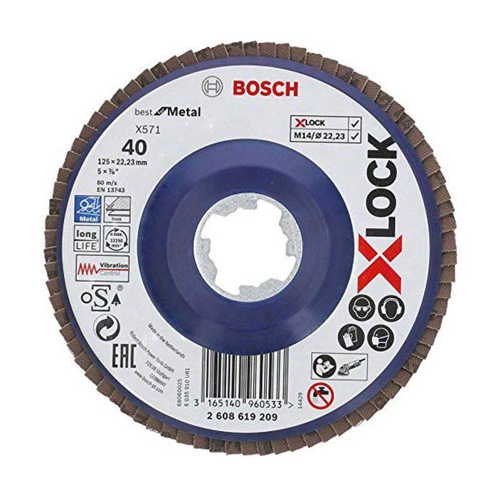 Plateau à lamelles - BOSCH - X-LOCK X571 - Concrétion zirconium - Alésage 22,23 mm - Métal
