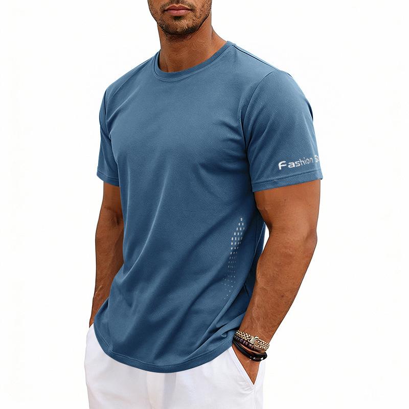 Mens American Style Casual Sports Quick Dry Elastic Solid Short Sleeve T Shirt S
