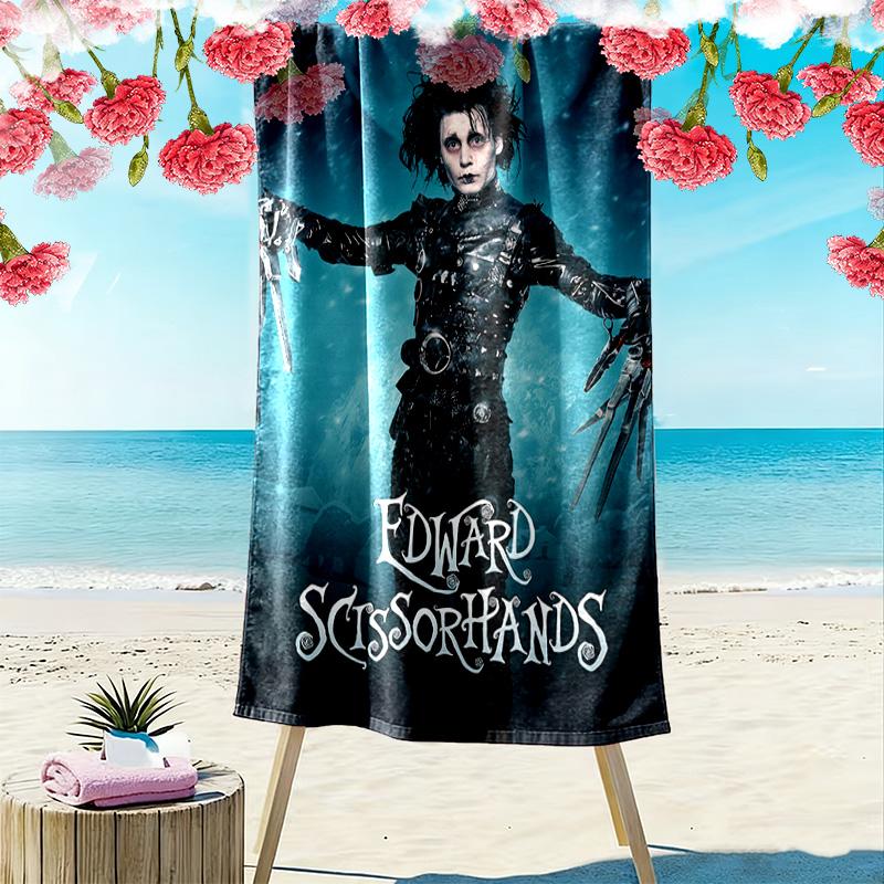 Edward Scissorhands Print Beach Towel, Large Soft Quick Dry Towel for Beach Camping Swimming