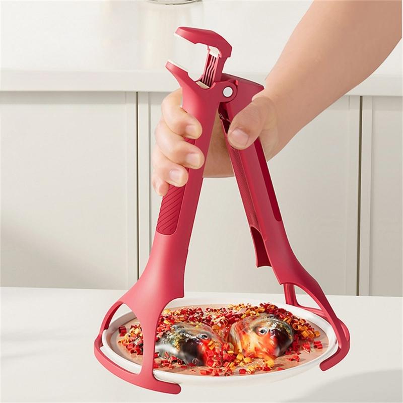 2in1 Hot Plate Gripper,Kitchen Hot Dish Bowl Plate Clip Antis Scalding Dish Plate Tongs for Oven Steamer Air Fryers Pan