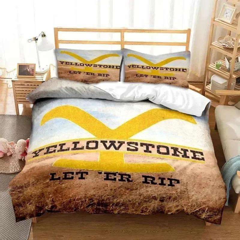 This Is My Yellow-Stone Watching Retro Fashion Bedding Set Duvet Cover Pillowcase Single Double King Size Adult Bedroom Gift