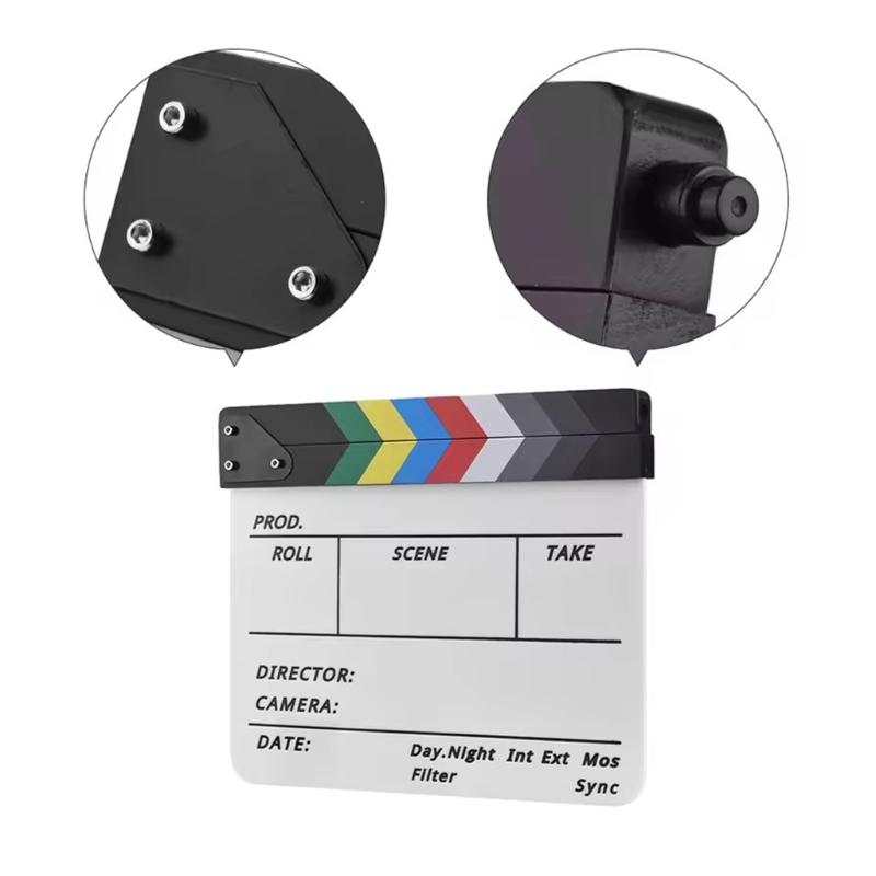 Acrylic Production Slates with Color Clapper Sticks with Dry Erases Markers for Movie Filming Video Recording Accessories