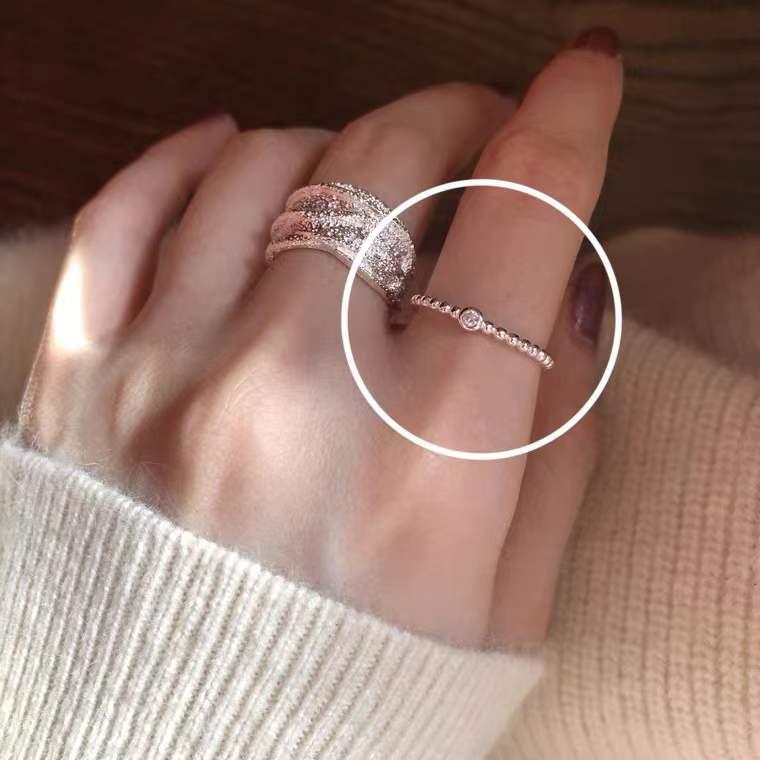 Korean Croissant Open Pig Nose Adjustable Double-Layer Ring for Women