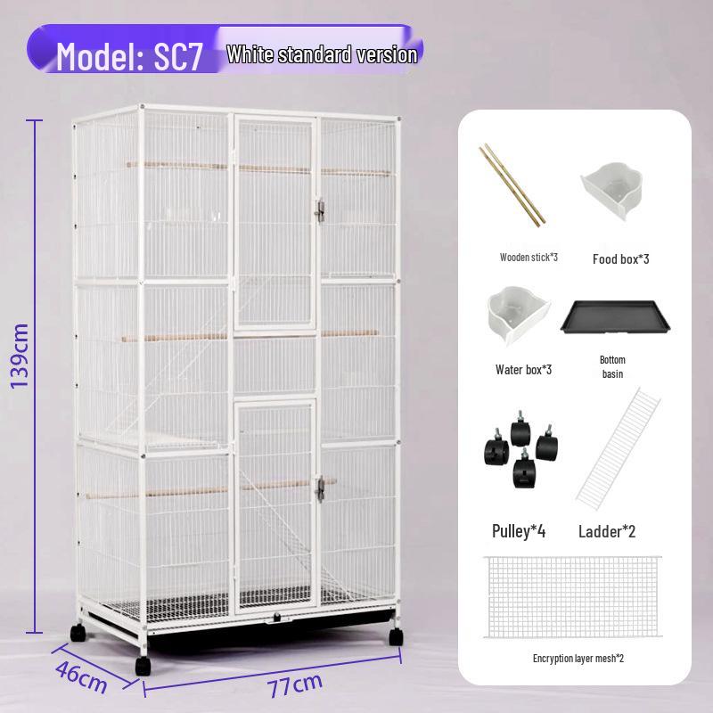 Multi-functional Cast Iron Parrot Cage: Durable Metal Bird Cage for Flock