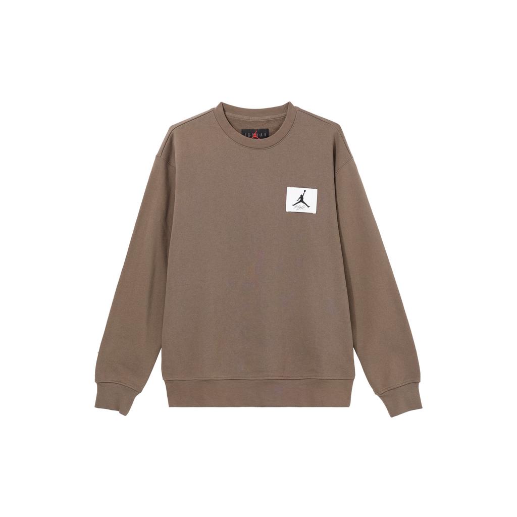 Jordan Solid Color Logo Print Crew Neck Pullover Sweatshirt Men Tops Light-Brown FB3910-274