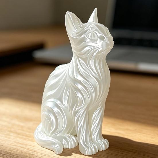 3D Printed Cat Figurines, Modern Artistic Cat Ornaments for Cat Lovers, Artistic Cat Sculpture with Stable Base for Home Entryway
