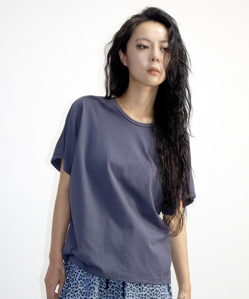 Deumakeu Standard Fit Solid French T-Shirt Navy