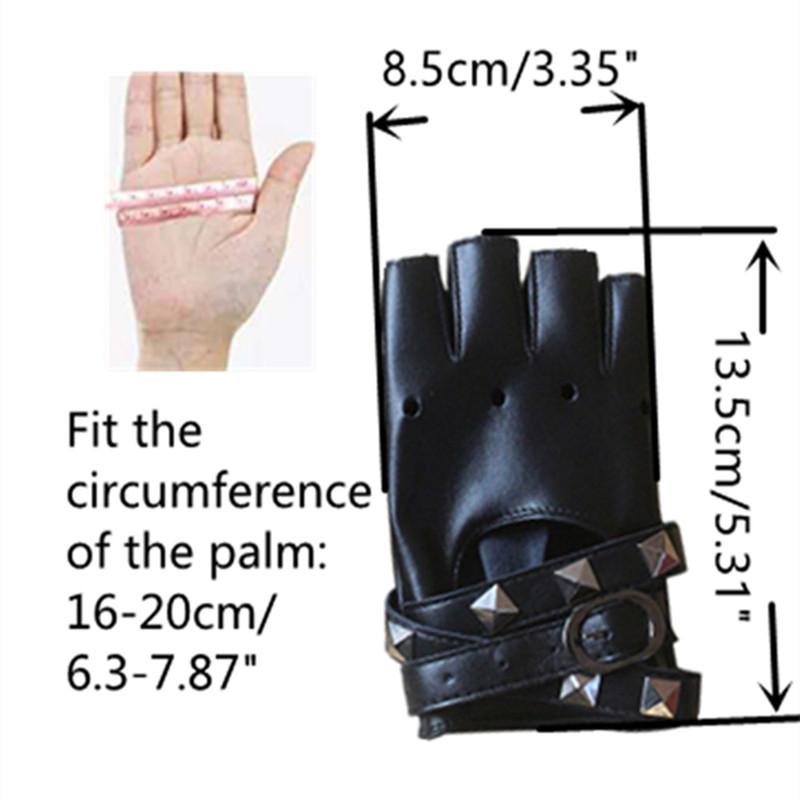 Ein bezahlter Damen-Hohl-Langgürtel Nieten PU Halbfingerhandschuhe Street Dance Performance