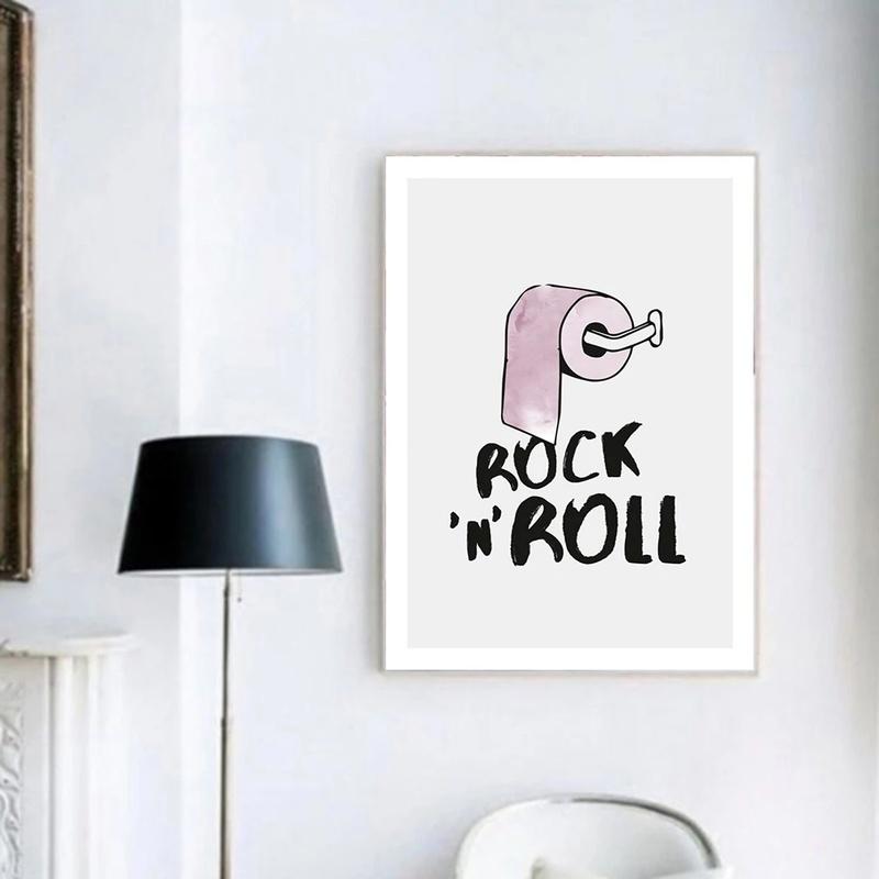 Funny Toilet Poster Bathroom Wall Art Prints Rock and Roll Minimalism Canvas Painting Quote Have a Nice Poo WC Sign Home Decor