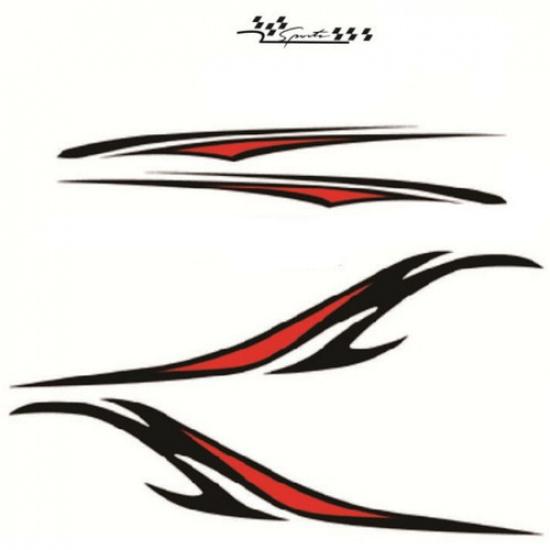 Car Decor Side Body Stickers Stripes Graphics Decal Vinyl Decoration Black/Red