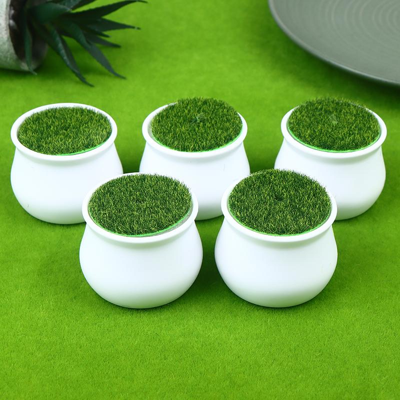 5Pcs Thickened Balcony Fake Flowers Garden Decoration Flower Pot Bonsai Ornament Flower Arrangement Device Vase With Woven Lawn