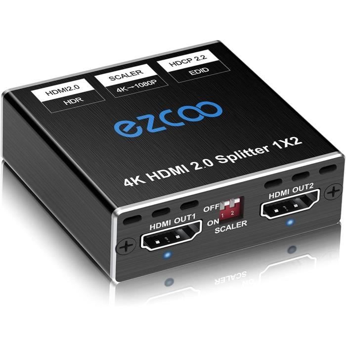 Répartiteur HDMI - ROFAVEZCO - 4K 60Hz - 1 Entrée 2 Sorties - Aluminium - HDCP 2.2/2.3