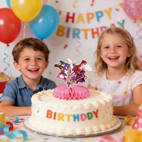 Anime Theme Birthday Party Decorations Cartoon 3D Honeycomb Centerpiece Folding Paper Tabletop Ornament for Kids Party Supplies