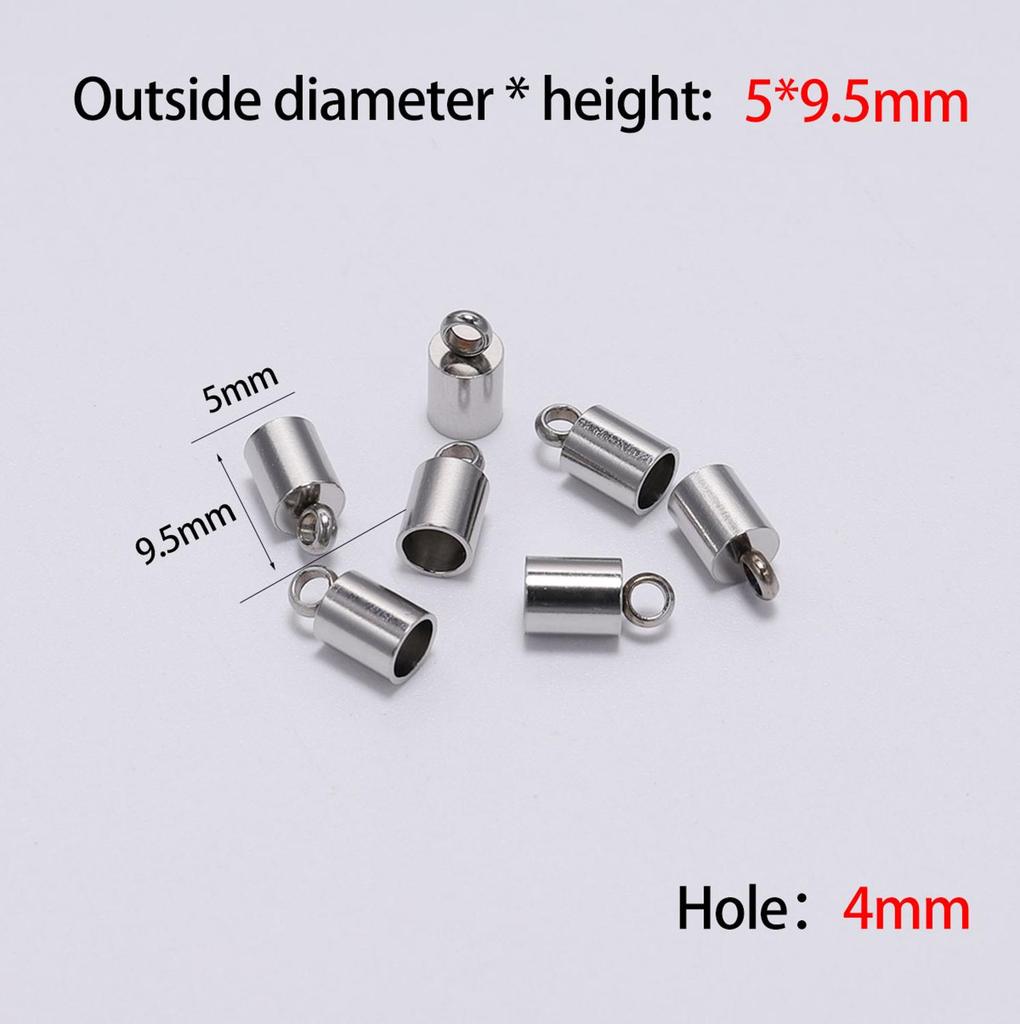 10pcs/lot Stainless Steel End Tip Cap Fit 2-10mm Tassel Leather Cord End Crimp Caps For DIY Jewelry Making Bracelet Accessories