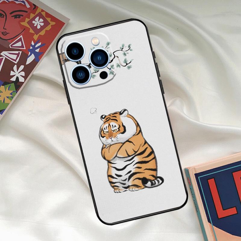 

fat tiger Cartoon Funny Phone Case For iPhone 16 14 13 12 11 15 17 Pro Max 15 16 Plus 13 Mini 16e 17 Air Funda Cover iPhone 15Pro MAX