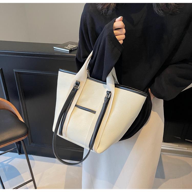 Women's 2025 Canvas Shoulder Tote Bag - High-Capacity, Handbag & Commuter Style