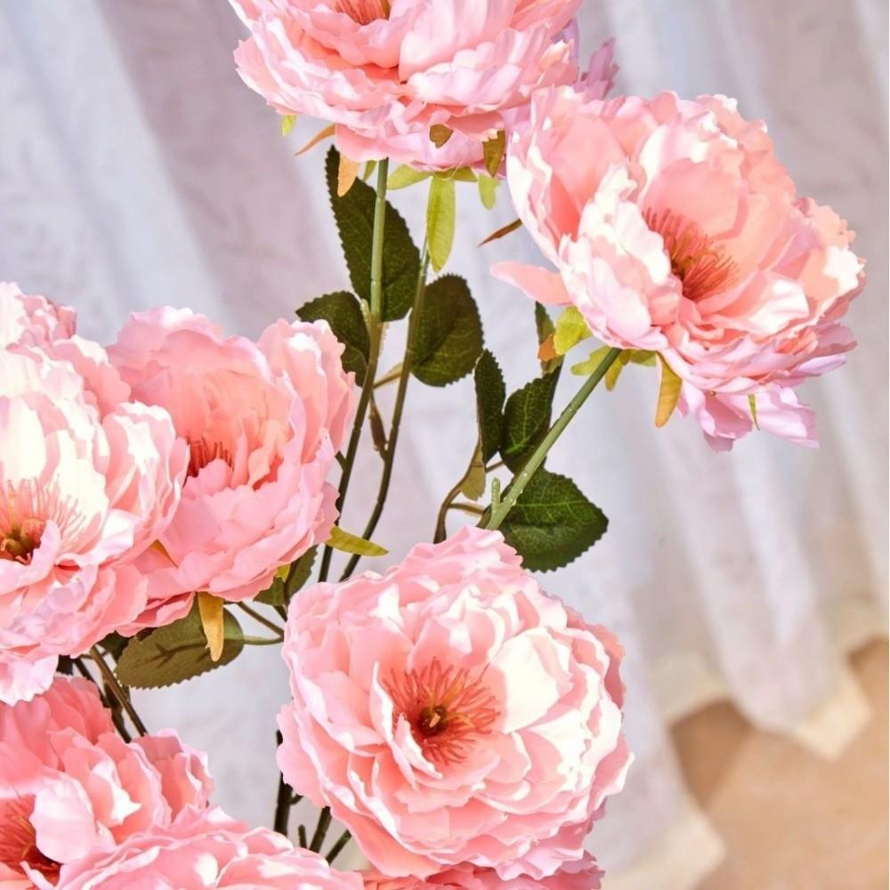 Multicolor Artificial Flower Peony 3 Heads Silk Petals Lifelike Peony Flowers Colorful Leaves Faux Flower Peony