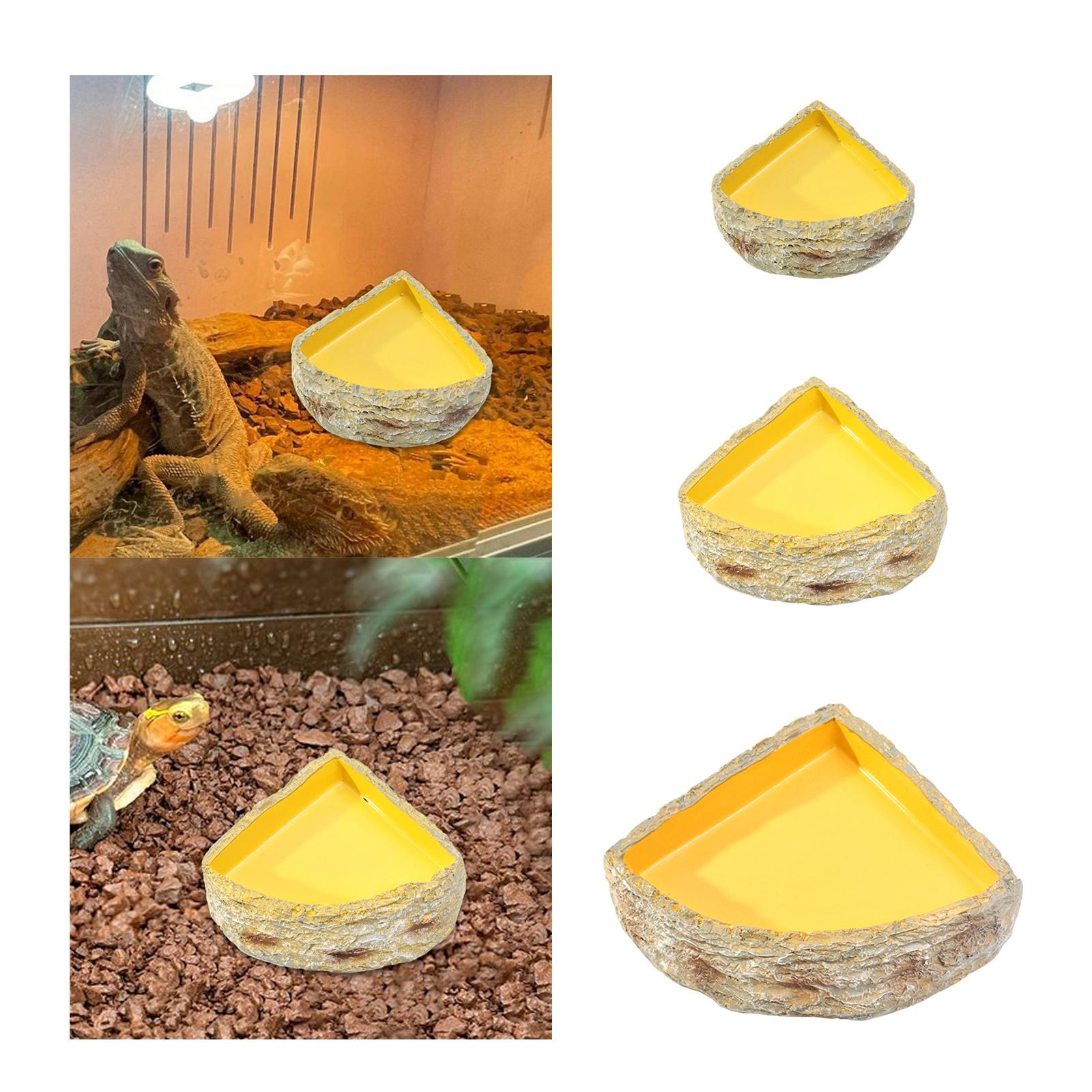 Reptile Water Bowl Tank Decor Pet Aquarium Ornament Reptile Feeder Food Feeding Bowl for Frog Snake Amphibian Tortoise S