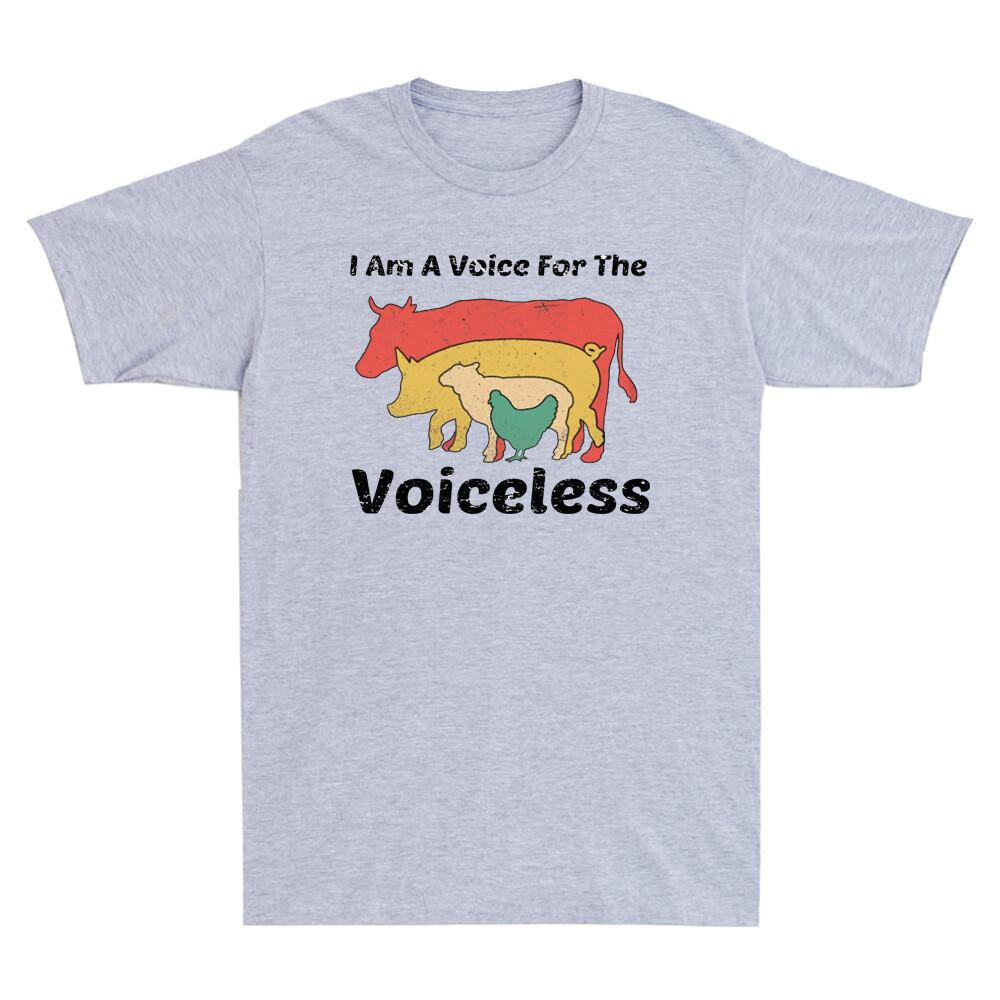 Animals I Am A Voice For The Voiceless Retro Vintage Vegan Gifts Unisexs TShirt