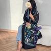 MQ236 Women's Middle Eastern Fashion: Printed Abaya Robe with Hijab & Cardigan, Large Swing Overcoat