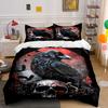Black Raven with Crimson Background Print Bedding Set 1 Duvet Cover 2 Pillowcases for Adult and Children Luxury Gift Full Size