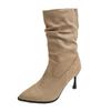 Fashion boots Skinny boots Autumn pointed high heel pile single medium boots New short boots Women's versatile French stiletto