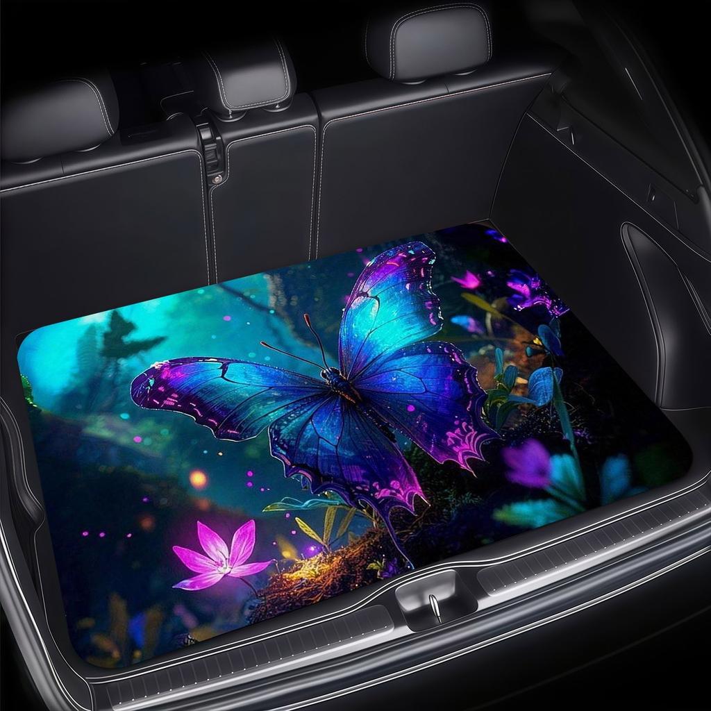 1Pcs Enchanted Butterfly Car Trunk Mat with Anti Slip Cargo Liner Waterproof Rear Storage Protector Floor Mat for SUV Sedan Vehi