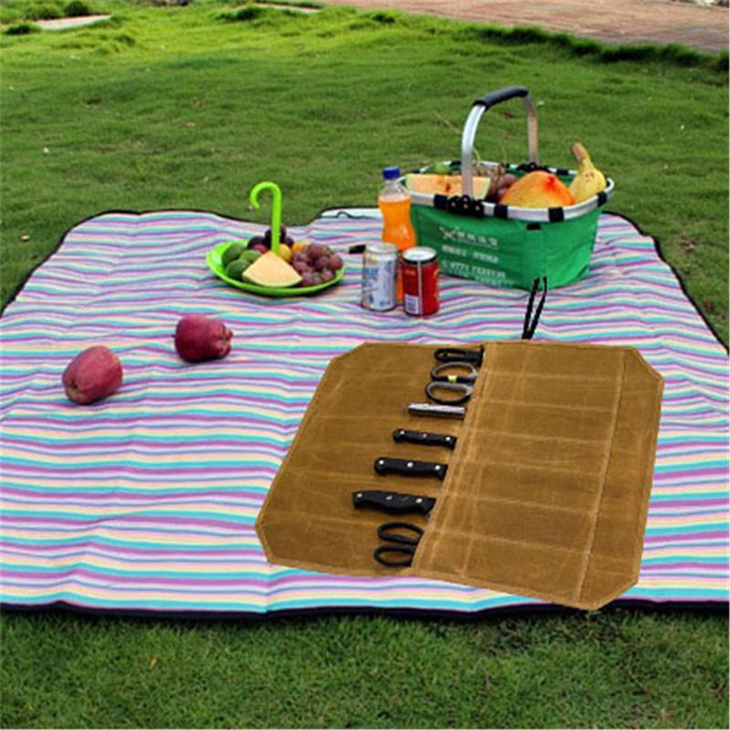 Chef Knife Bag Kitchen Roll Bag Canvas Chef Knife Bag Kitchen Roll Bag Portable Durable Storage Camping Storage Bags