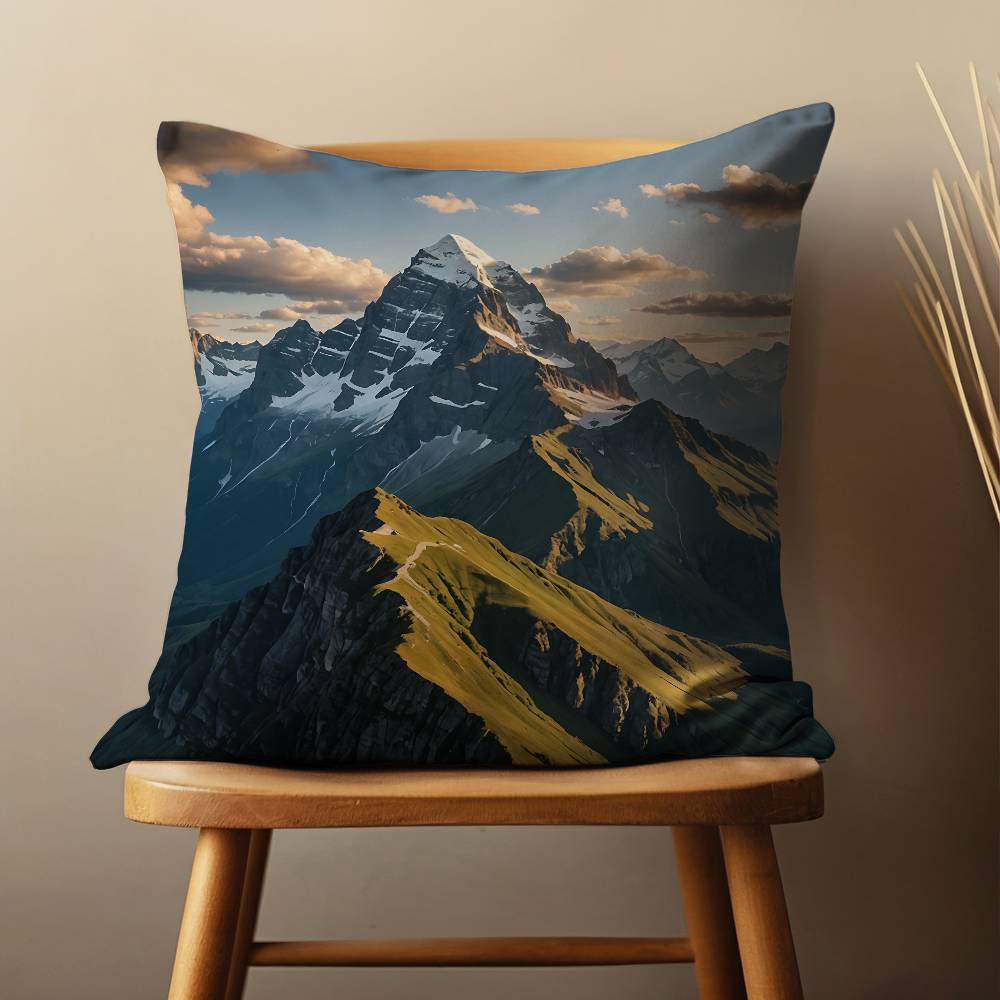 Natural Scenic Mountains Throw Pillow Case For 45*45cm,55*55cm,30*30cm For Home Bedroom Decoration And Protector