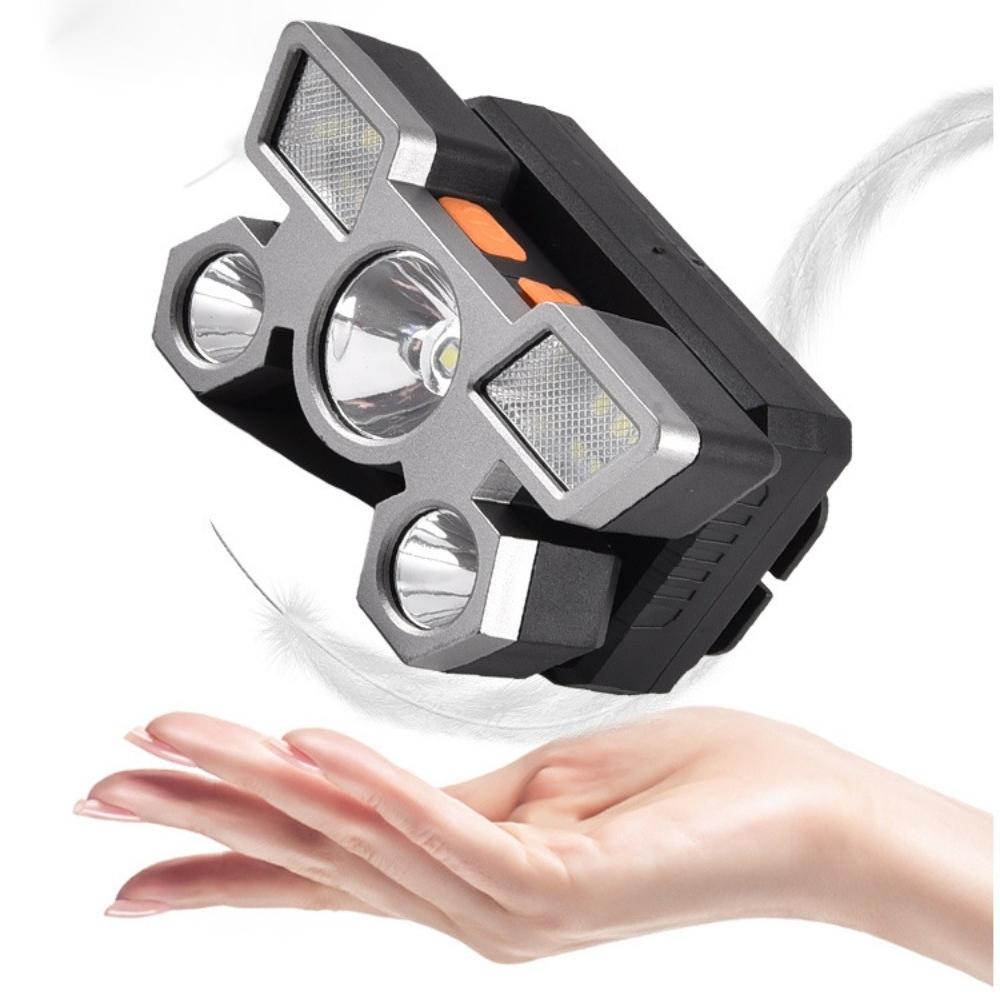 פנס ראש LED חזק חמישה ראשים טעינת USB פנס ראש קטן מותקן על הראש מנורת כרייה חיצונית