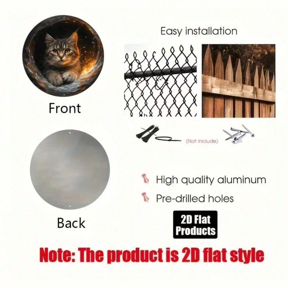 Vintage Retro Cat Metal Wall Sign 8 Inch Round Aluminum Plaque Home Bar Cafe Indoor Outdoor Decor
