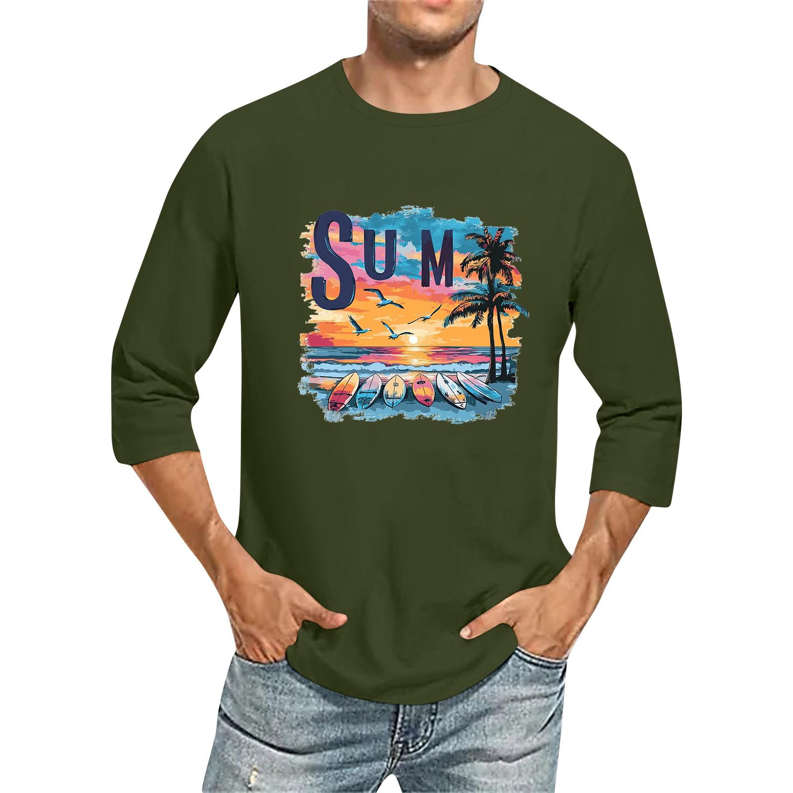 

Мужская однотонная футболка с круглым вырезом и рукавами три четверти XL