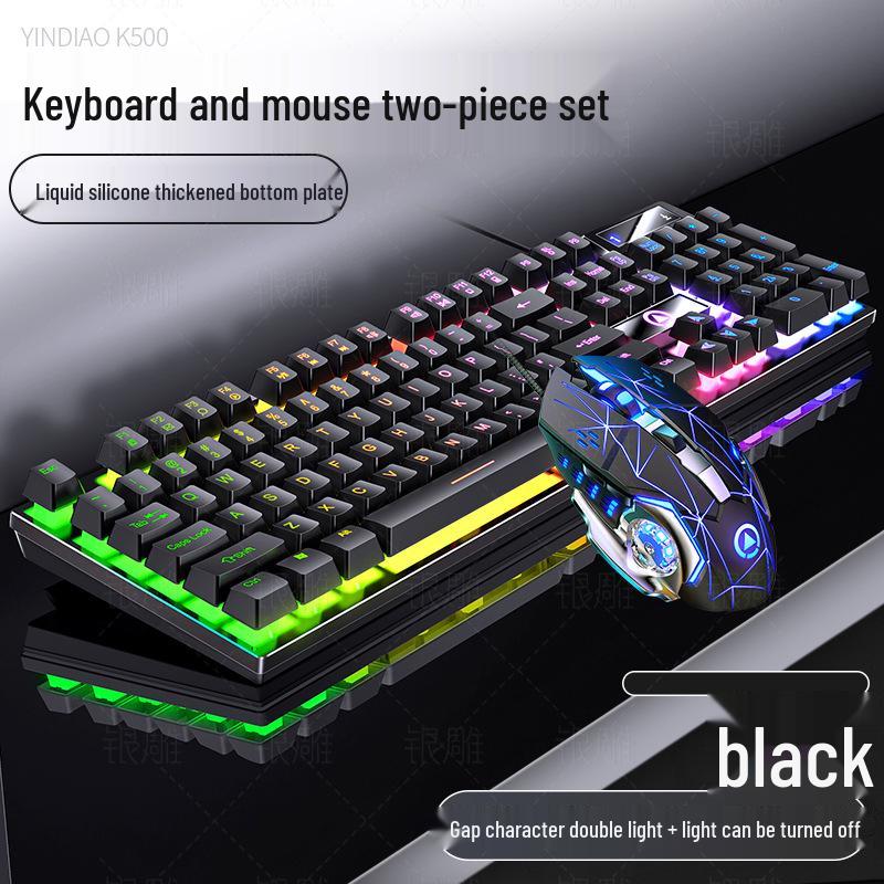 Silberne Skulptur K500 USB-Kabeltastatur & Geräuscharmes Gaming-Maus-Set