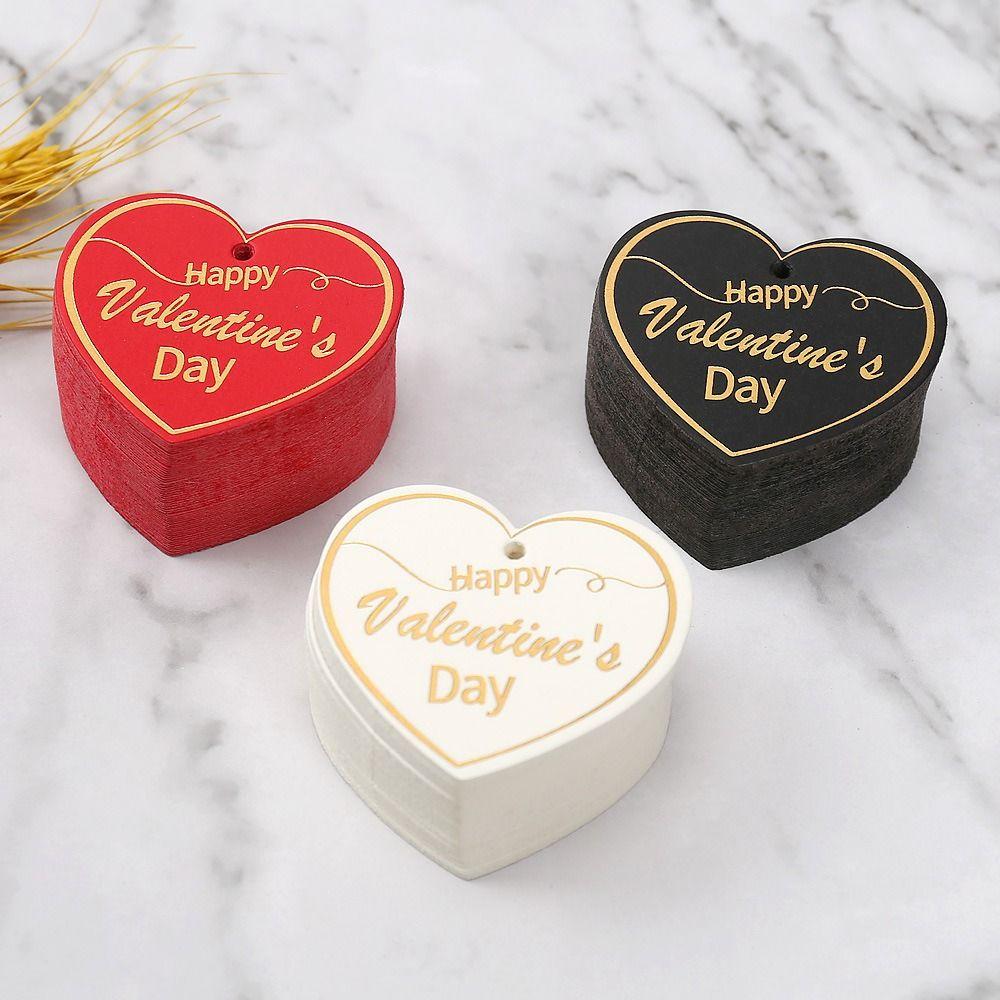 100pcs Heart Shaped Cards Valentine's Day Tags White Red Paper DIY Crafts Gift Labels Hanging Decoration Cake Decor Tag